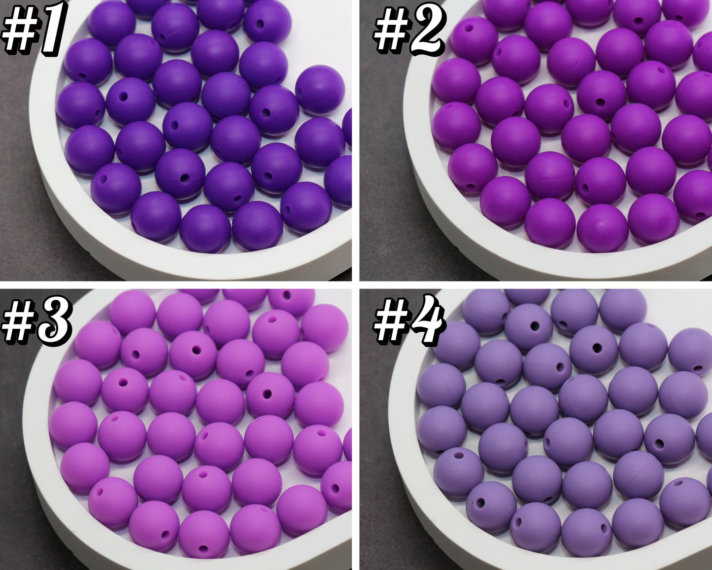 12mm Purple Silicone Beads, Round Bubblegum Beads for Bracelets, Beads for Pens, Non-Toxic Food Grade, Craft Supplies, Gift for Her