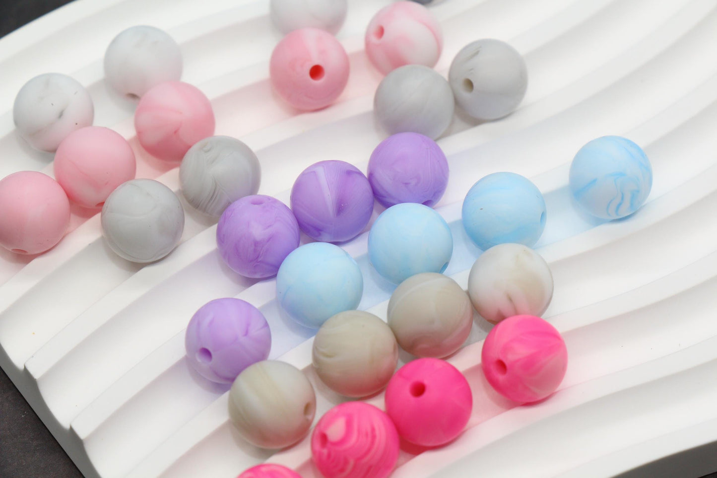 12mm Marble Silicone Beads, Round Bubblegum Beads for Bracelets, Beads for Pens, Non-Toxic Food Grade, Craft Supplies, Gift for Her