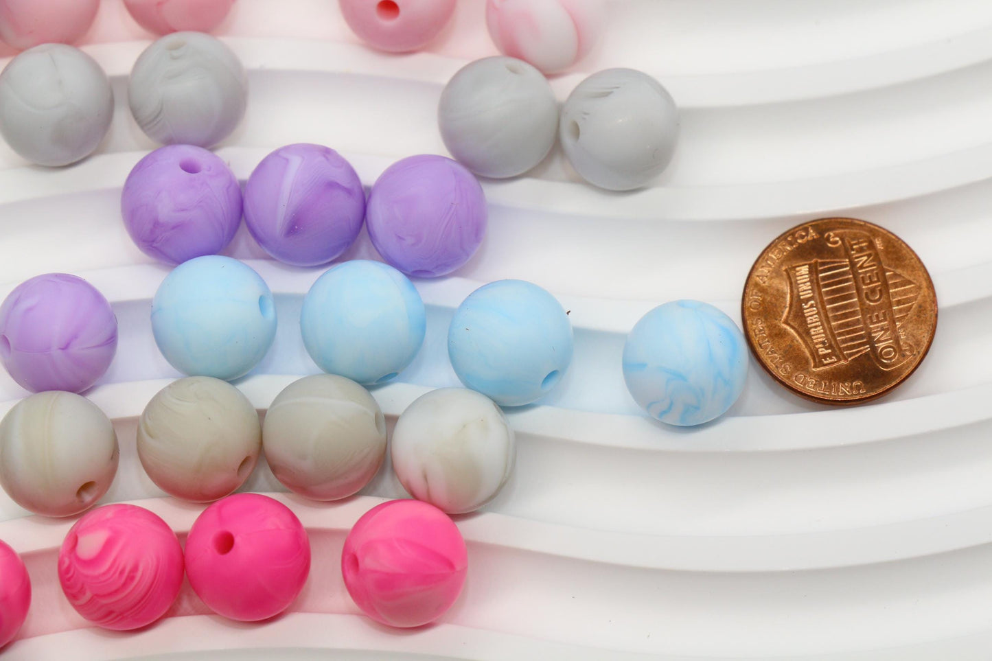 12mm Marble Silicone Beads, Round Bubblegum Beads for Bracelets, Beads for Pens, Non-Toxic Food Grade, Craft Supplies, Gift for Her