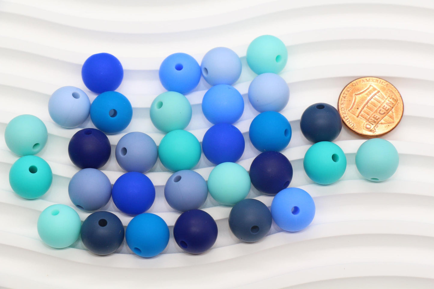 12mm Blue Silicone Beads, Round Bubblegum Beads for Bracelets, Beads for Pens, Non-Toxic Food Grade, Craft Supplies, Gift for Her