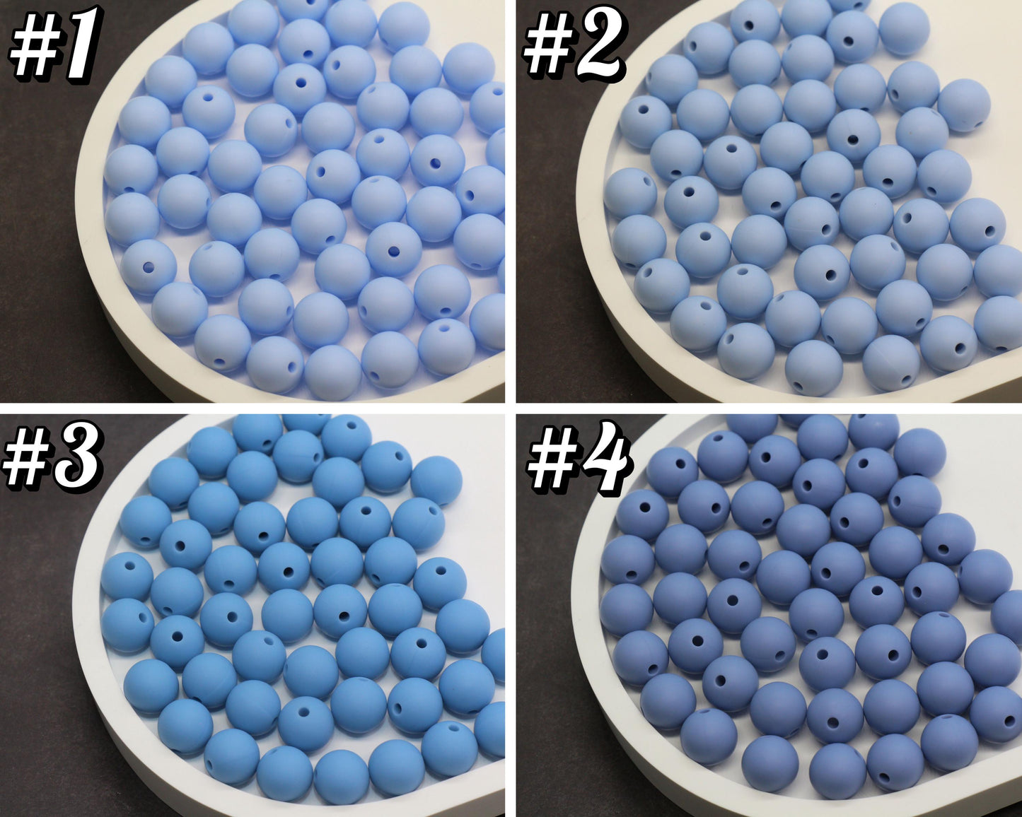 12mm Blue Silicone Beads, Round Bubblegum Beads for Bracelets, Beads for Pens, Non-Toxic Food Grade, Craft Supplies, Gift for Her