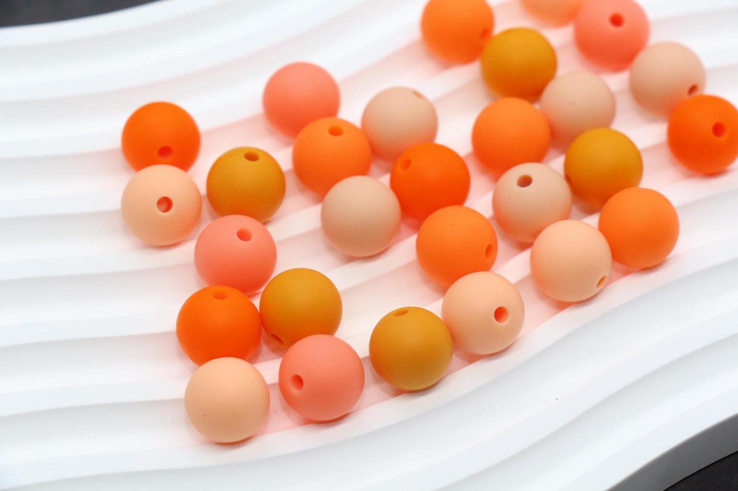 12mm Orange Silicone Beads, Round Bubblegum Beads for Bracelets, Beads for Pens, Non-Toxic Food Grade, Craft Supplies, Gift for Her