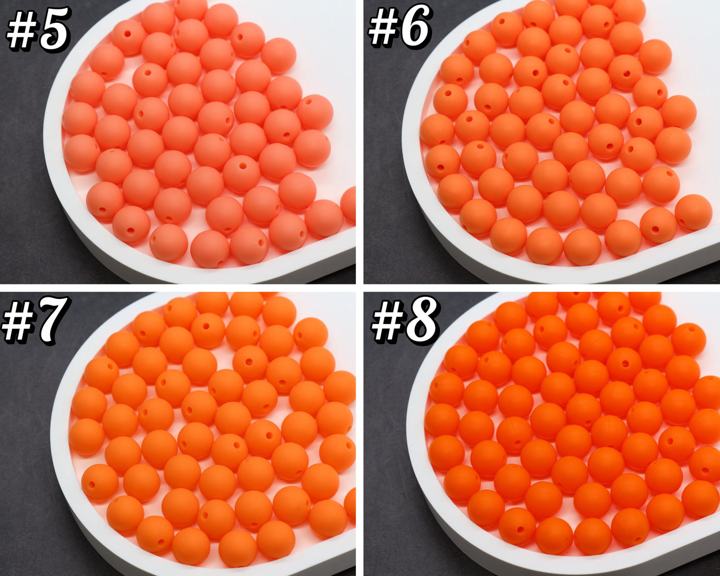 12mm Orange Silicone Beads, Round Bubblegum Beads for Bracelets, Beads for Pens, Non-Toxic Food Grade, Craft Supplies, Gift for Her
