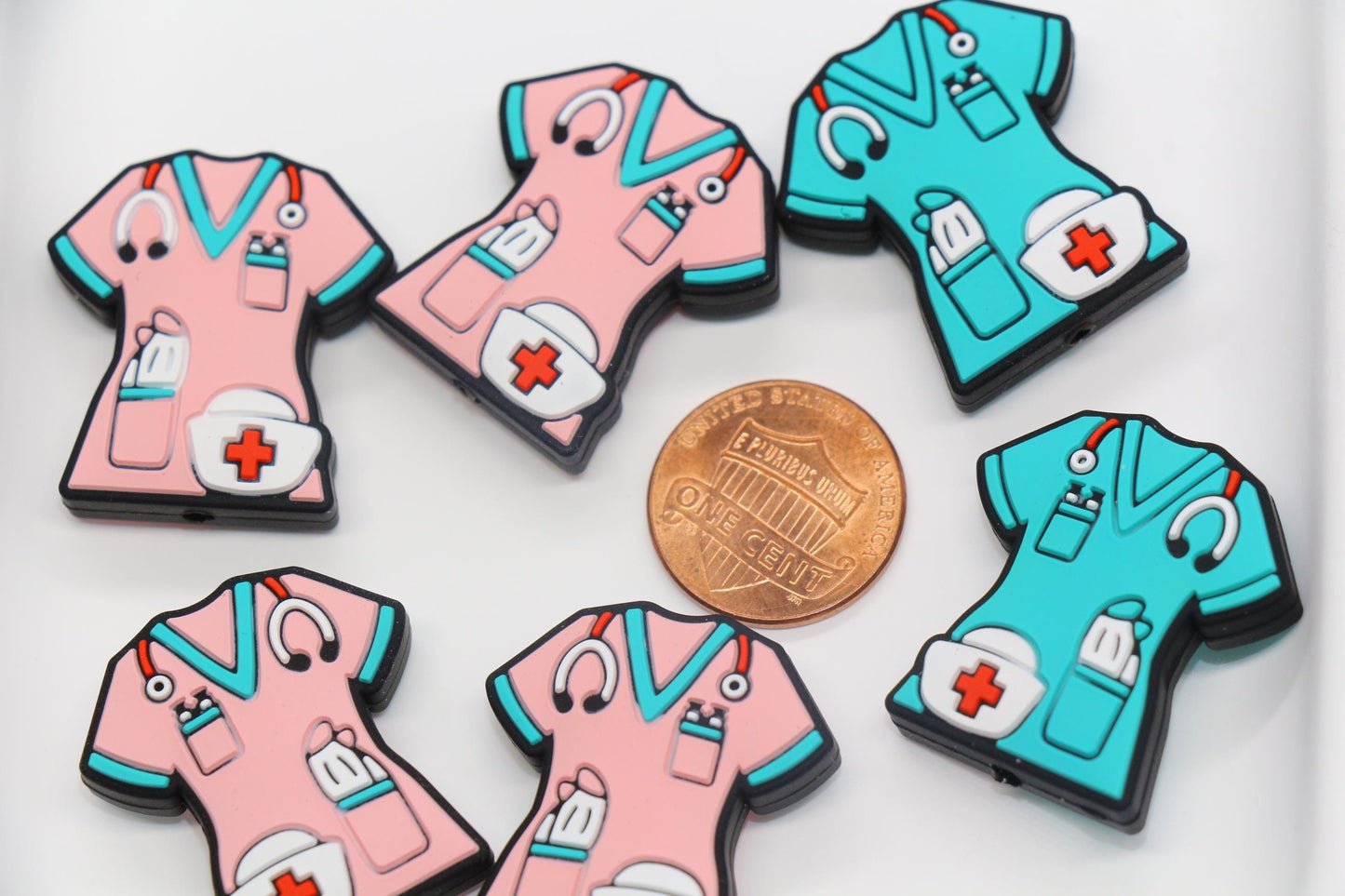 Nurse Scrub Silicone Beads with Medical Tools – Focal Beads for Badge Reels, Keychains, DIY Nurse Gifts