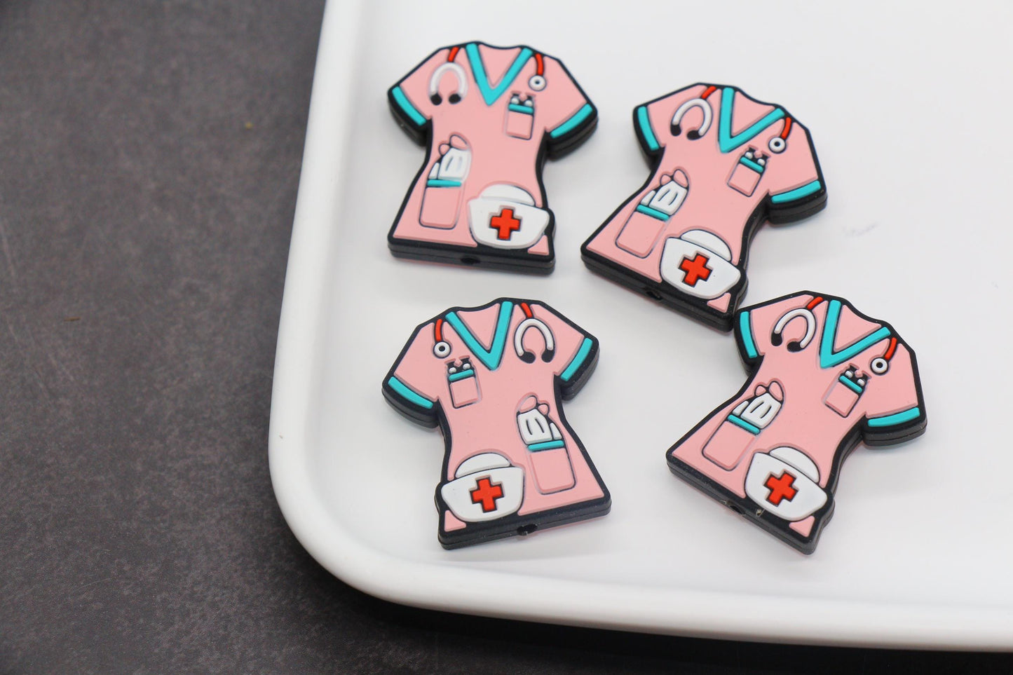 Nurse Scrub Silicone Beads with Medical Tools – Focal Beads for Badge Reels, Keychains, DIY Nurse Gifts