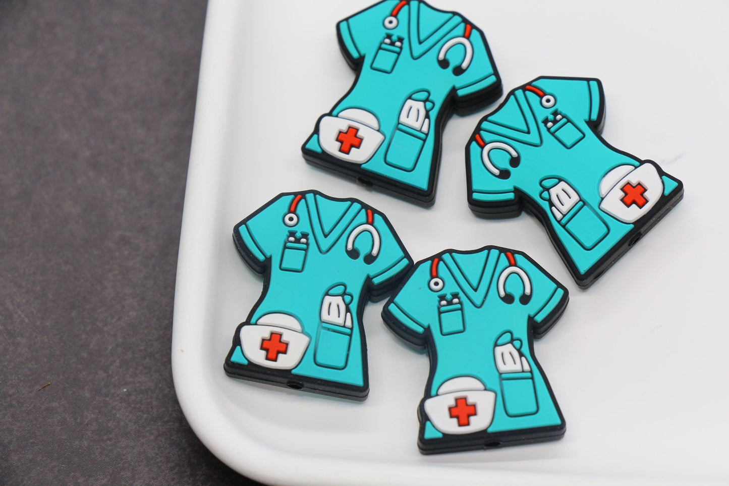 Nurse Scrub Silicone Beads with Medical Tools – Focal Beads for Badge Reels, Keychains, DIY Nurse Gifts