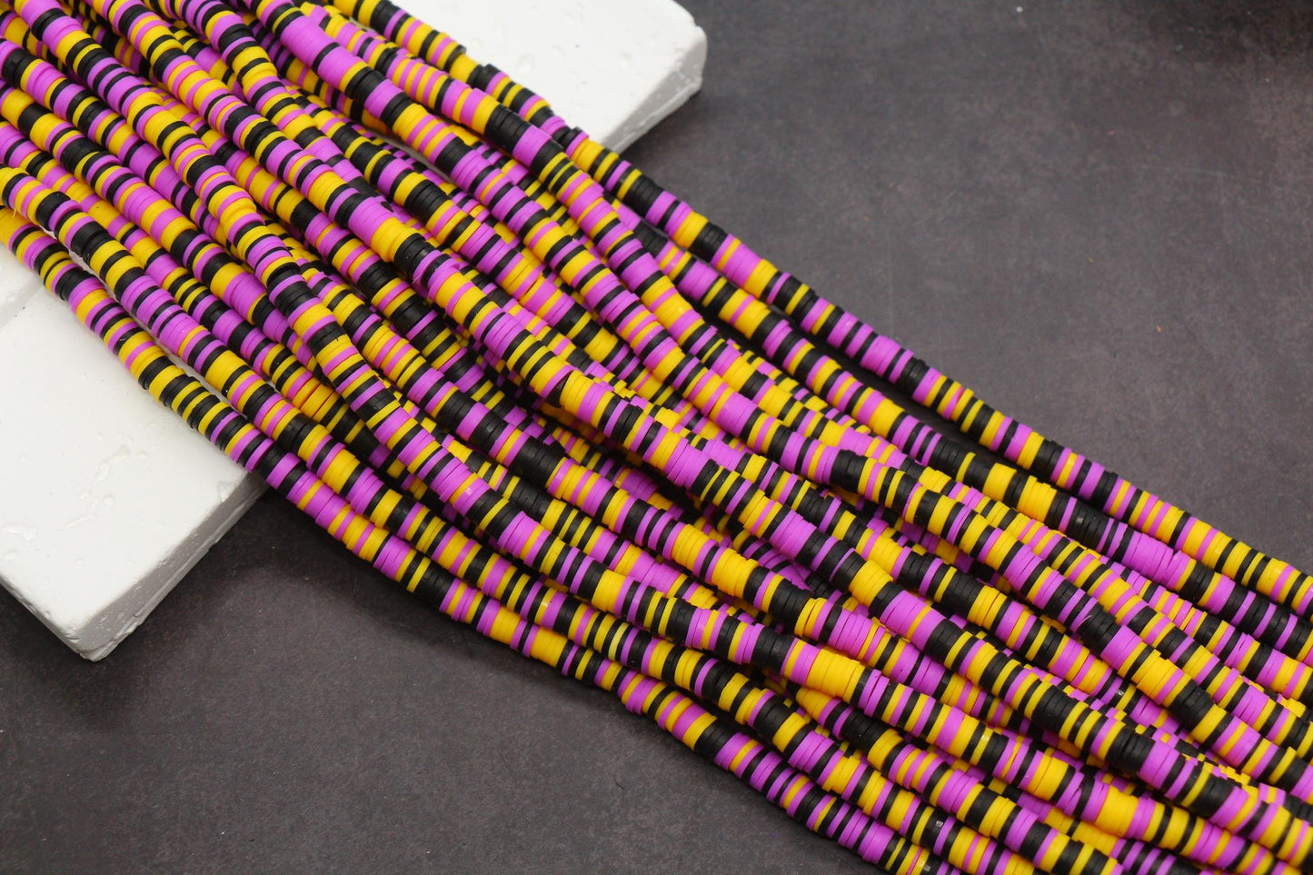 6mm Halloween Heishi Beads, Polymer Clay Flat Disc Beads, Spooky Season Beads Orange Black Purple Green, Jewelry Making Supplies