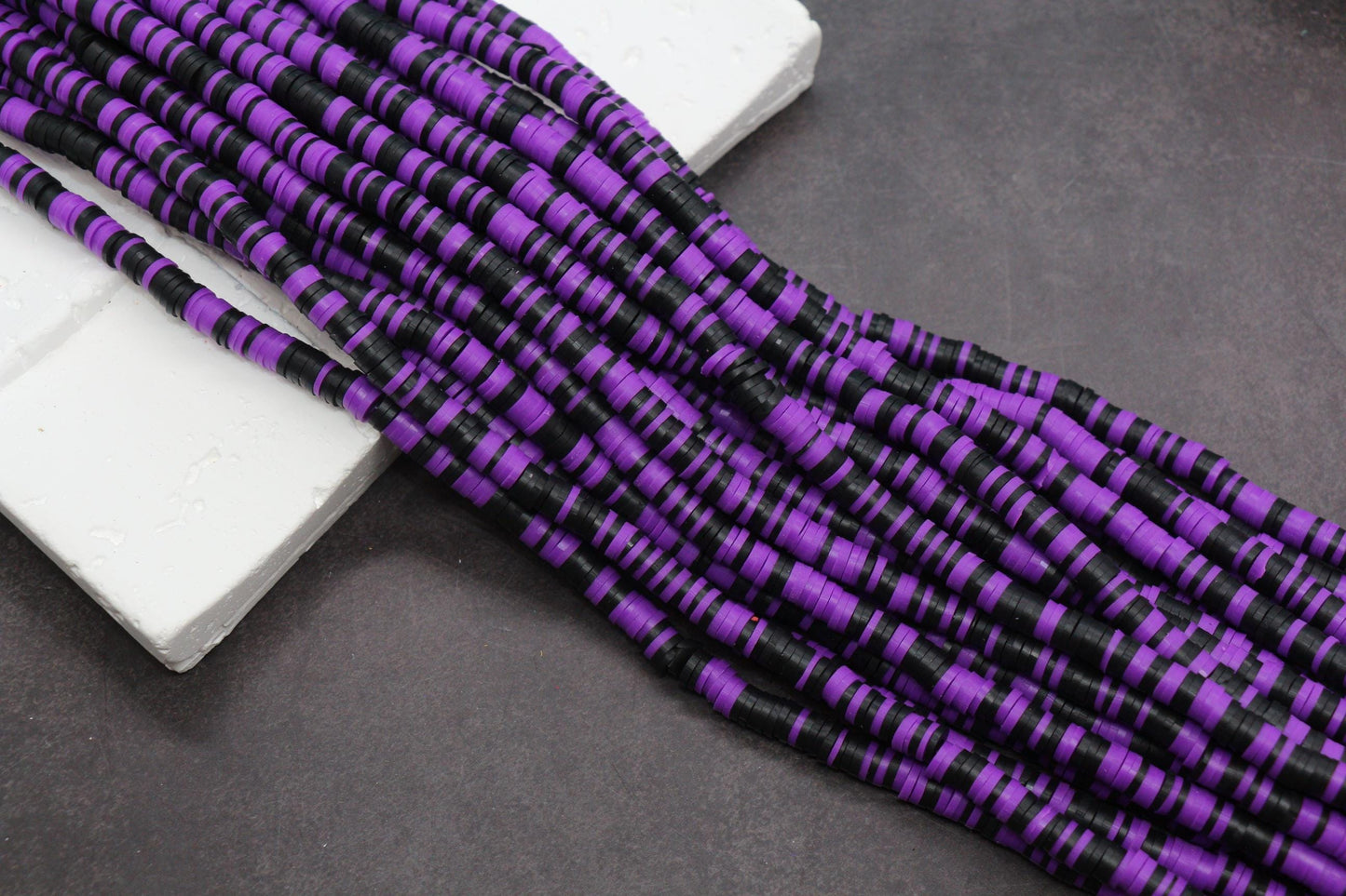 6mm Halloween Heishi Beads, Polymer Clay Flat Disc Beads, Spooky Season Beads Orange Black Purple Green, Jewelry Making Supplies
