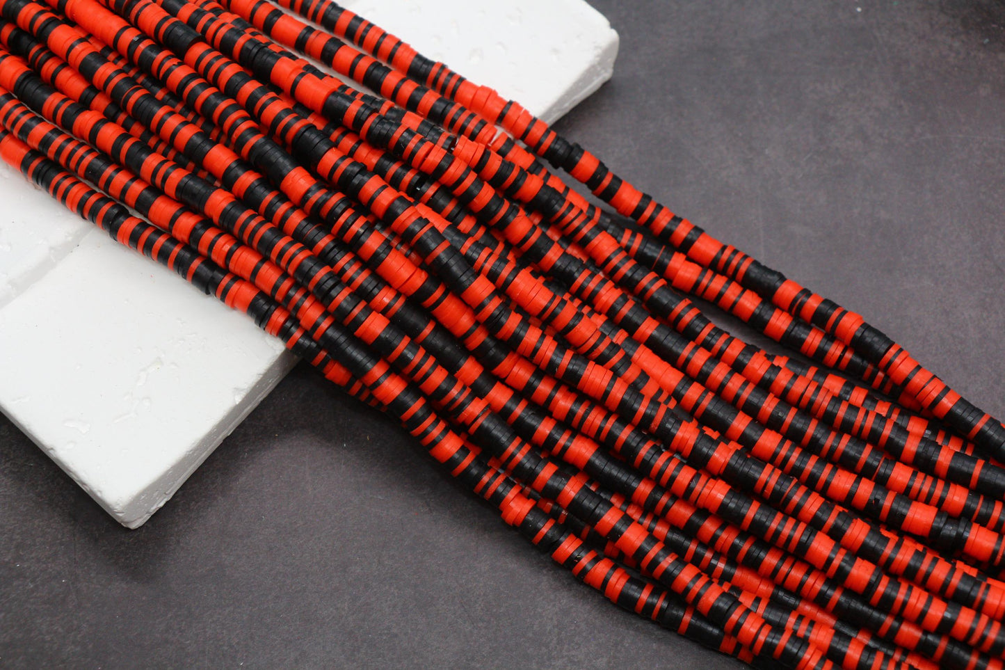 6mm Halloween Heishi Beads, Polymer Clay Flat Disc Beads, Spooky Season Beads Orange Black Purple Green, Jewelry Making Supplies