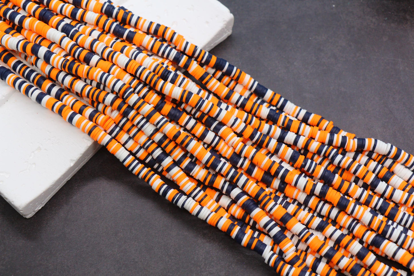 6mm Halloween Heishi Beads, Polymer Clay Flat Disc Beads, Spooky Season Beads Orange Black Purple Green, Jewelry Making Supplies
