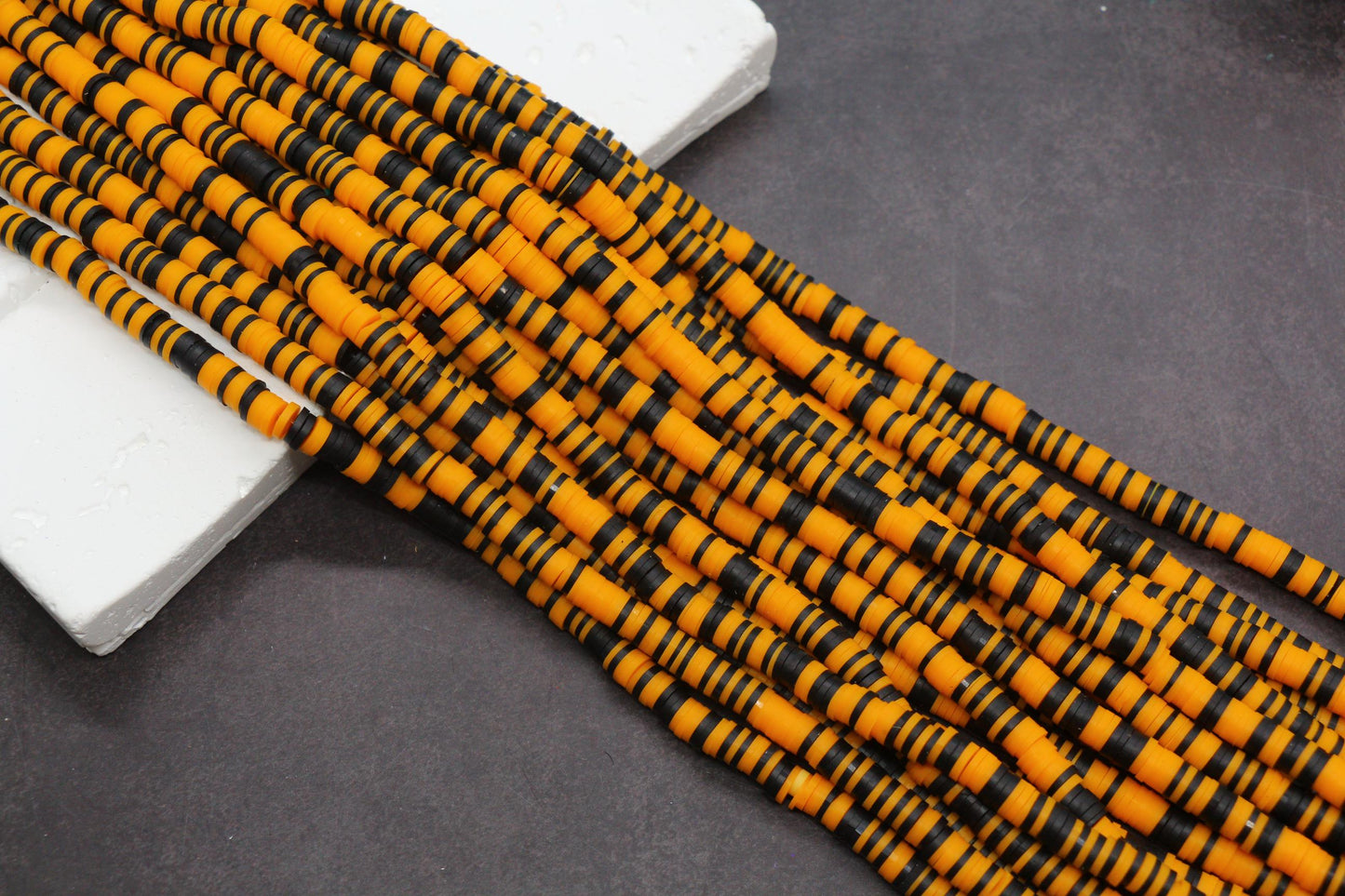 6mm Halloween Heishi Beads, Polymer Clay Flat Disc Beads, Spooky Season Beads Orange Black Purple Green, Jewelry Making Supplies
