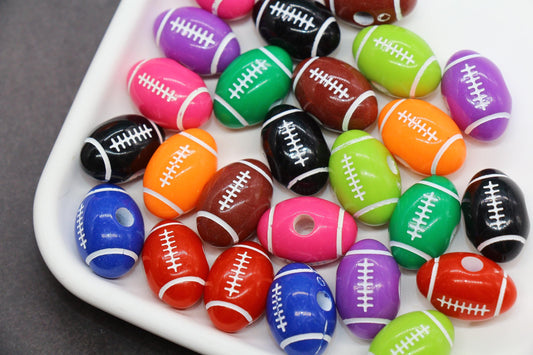 Football Beads, Acrylic Sports Beads in Bright Colors for Jewelry Making, Team Spirit Beads, Ideal for Bracelets & Accessories