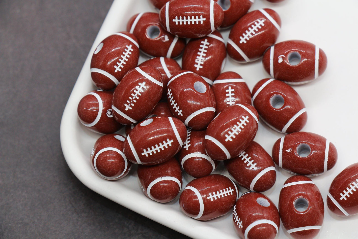 Football Beads, Acrylic Sports Beads in Bright Colors for Jewelry Making, Team Spirit Beads, Ideal for Bracelets & Accessories