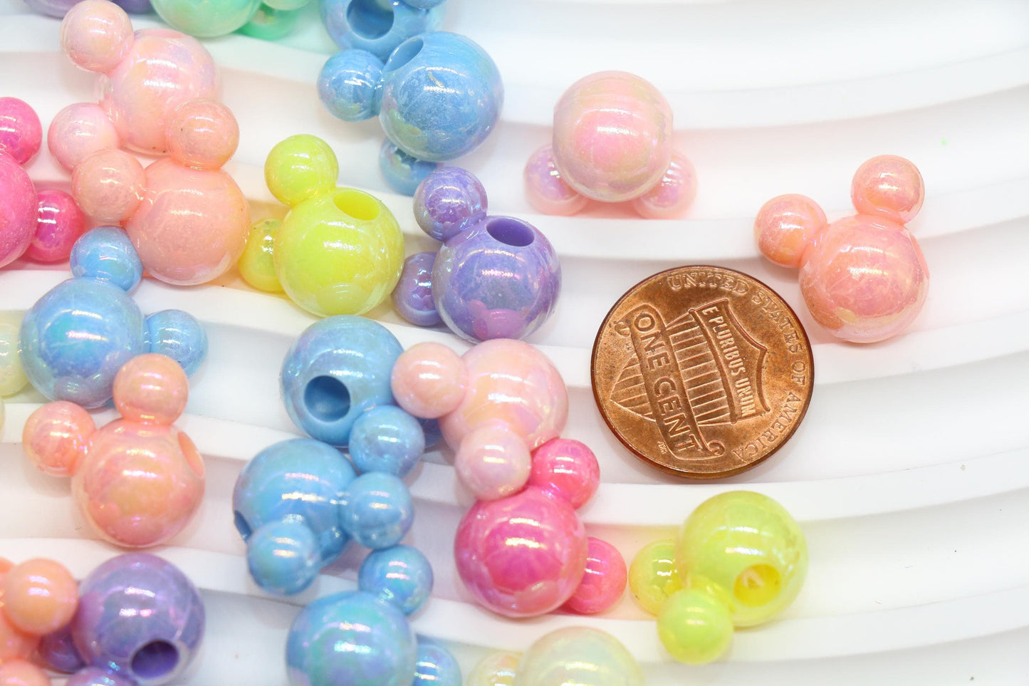 Mickey Mouse Beads, Multicolored AB Mickey Mouse Beads, Iridescent Mickey Mouse Beads, Mixed Color Mouse Beads, Large Hole Beads #1631