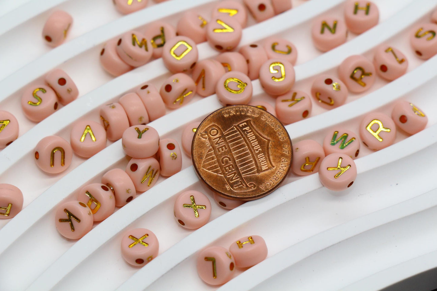 Mixed Gold Letter Beads, Round Plastic Alphabet Beads for Jewelry Making, Bright Colorful DIY Beads for Bracelets, Necklaces, Custom Names