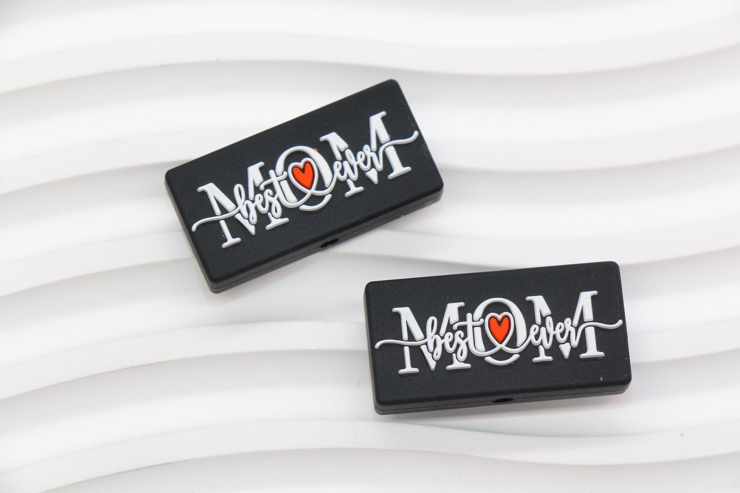 Best Mom & Dad Ever Silicone Focal Beads, Rectangular Letter Beads for Keychains, Bracelets, DIY Crafts, Gift for Mom, Dad