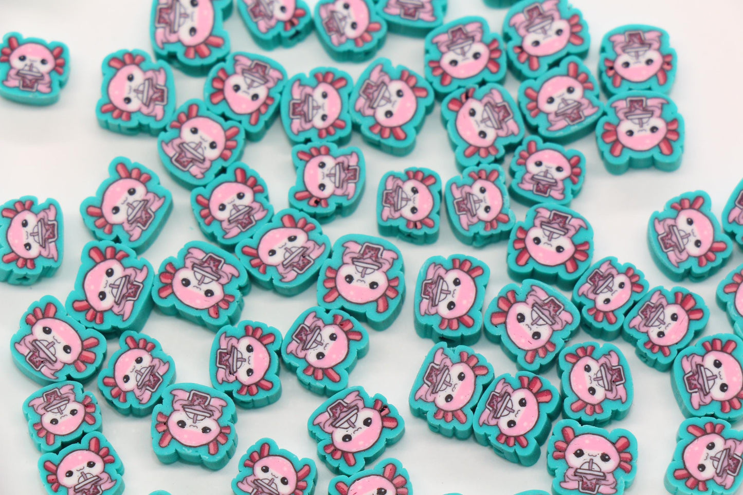 Axolotl Beads for Bracelets, Axolotl Polymer Clay Beads, Kawaii Animal Beads for Jewelry Making, Sea Creature Bead, DIY Craft Supplies #1019
