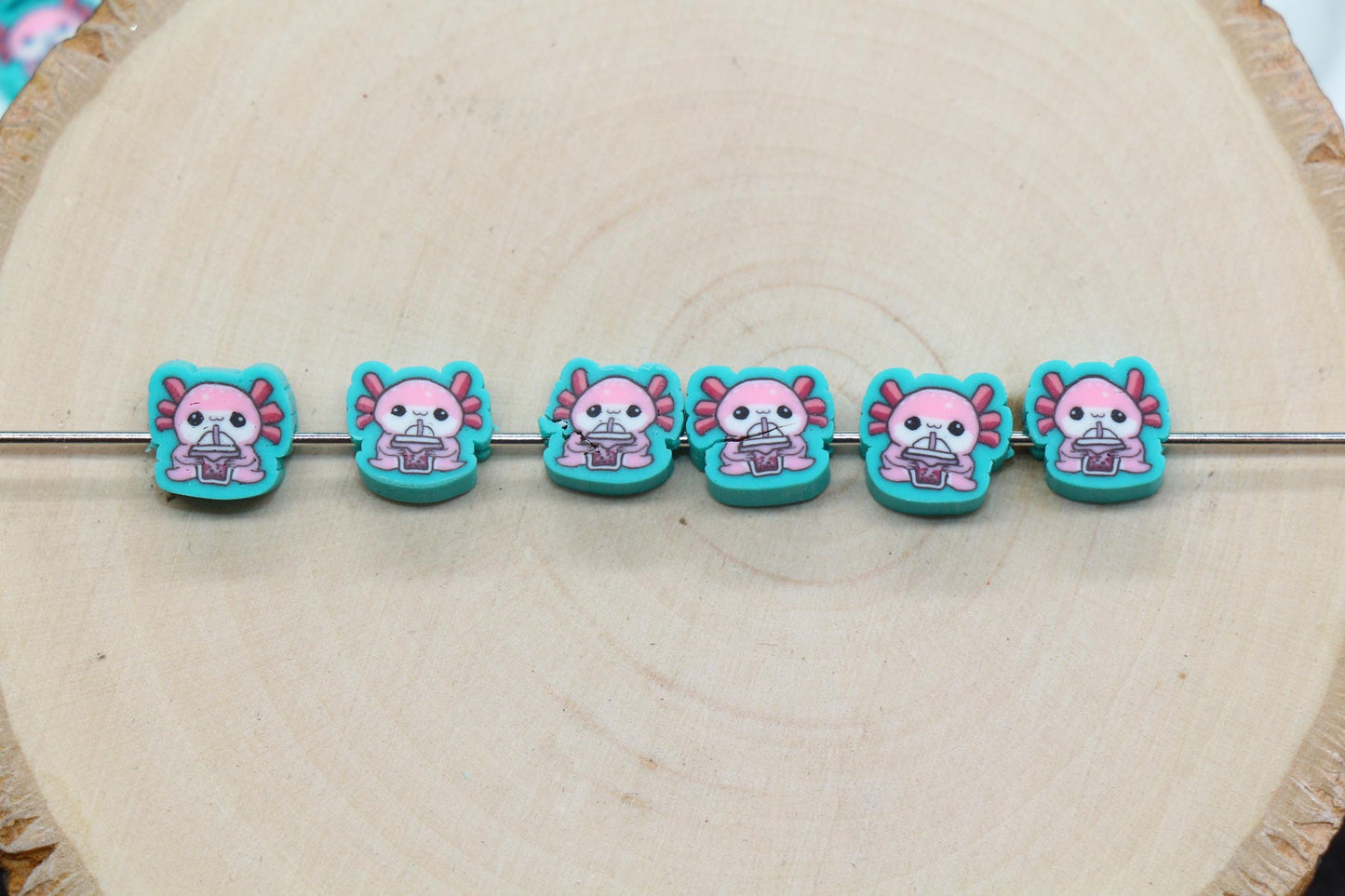 Axolotl Beads for Bracelets, Axolotl Polymer Clay Beads, Kawaii Animal Beads for Jewelry Making, Sea Creature Bead, DIY Craft Supplies #1019
