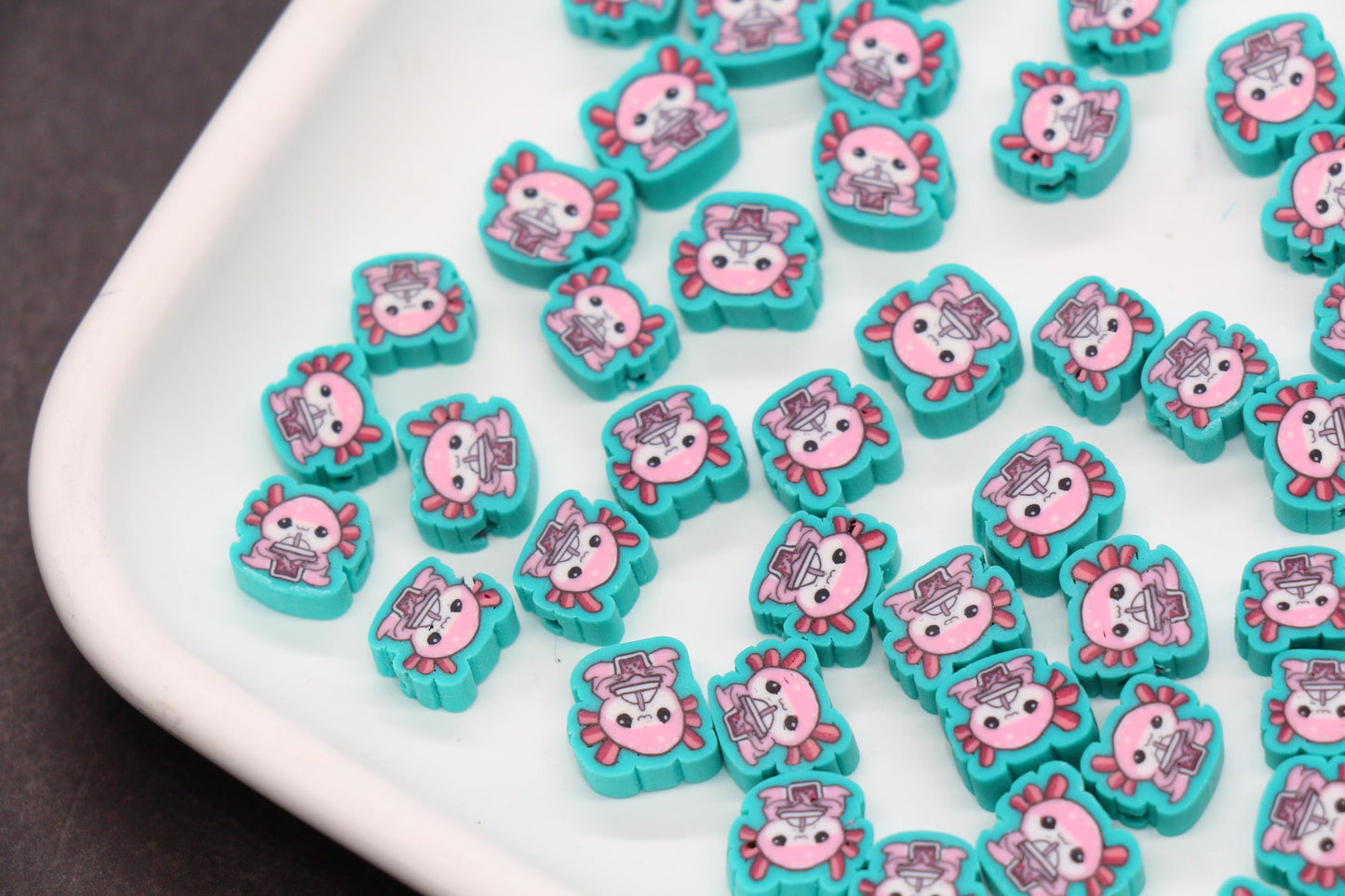 Axolotl Beads for Bracelets, Axolotl Polymer Clay Beads, Kawaii Animal Beads for Jewelry Making, Sea Creature Bead, DIY Craft Supplies #1019