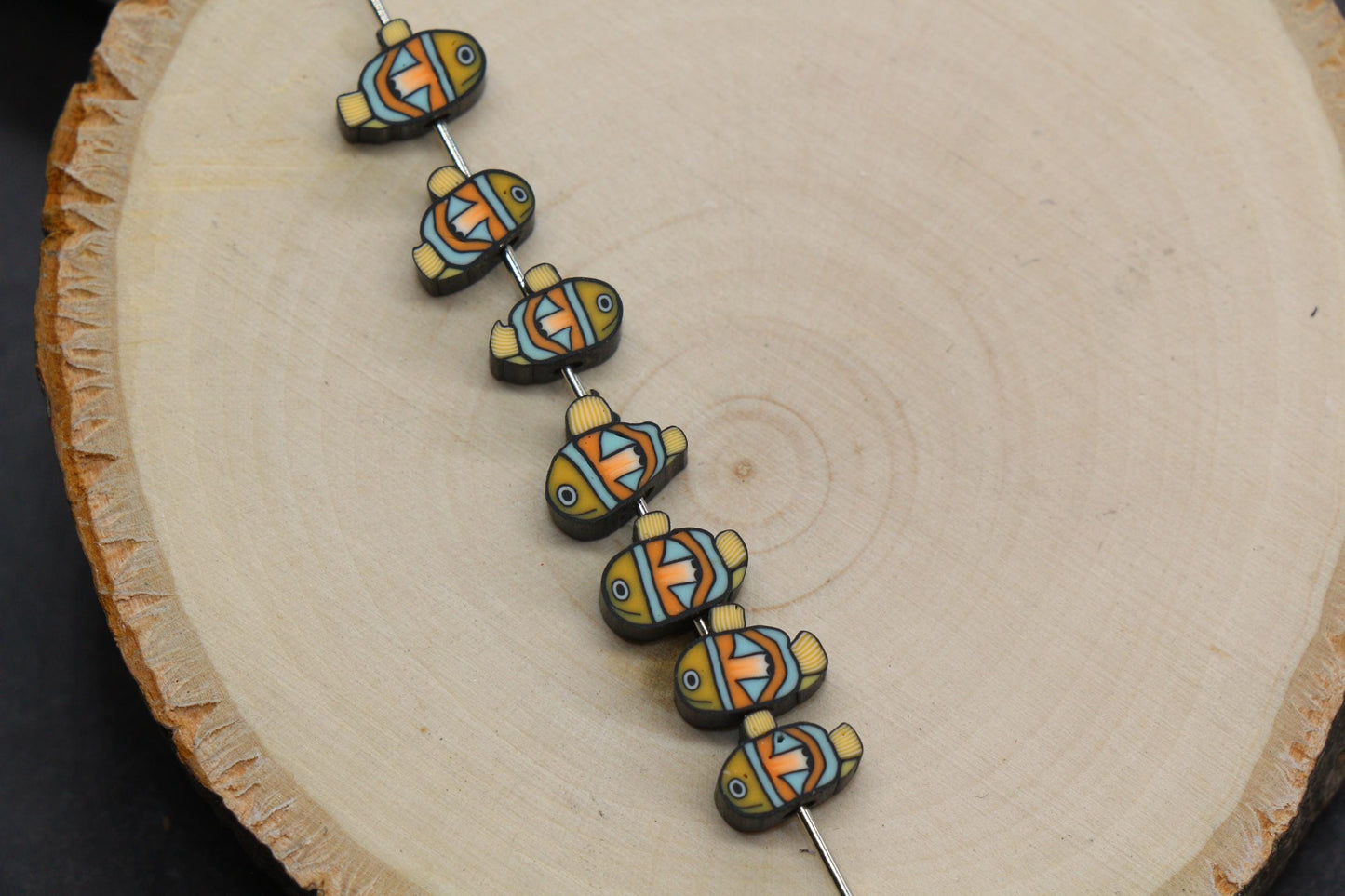 Clownfish Polymer Clay Beads, Ocean Animal Beads for Jewelry Making, Sea Life Beads for Bracelets, Fish Beads, Tropical Sea Creatures #1021