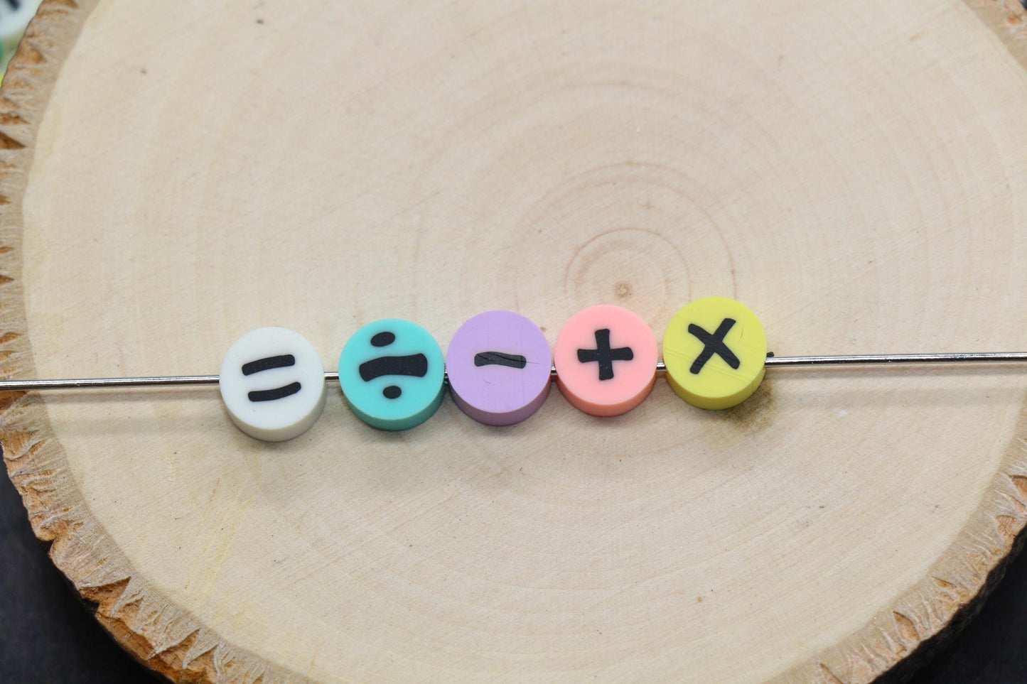 Pastel Math Symbol Polymer Clay Beads, Plus Minus Equal Beads Mix, Cute Kawaii Beads for Bracelets and Jewelry Making #1023