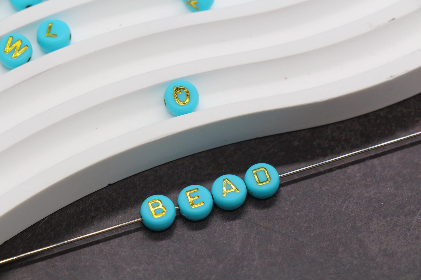Mixed Gold Letter Beads, Round Plastic Alphabet Beads for Jewelry Making, Bright Colorful DIY Beads for Bracelets, Necklaces, Custom Names