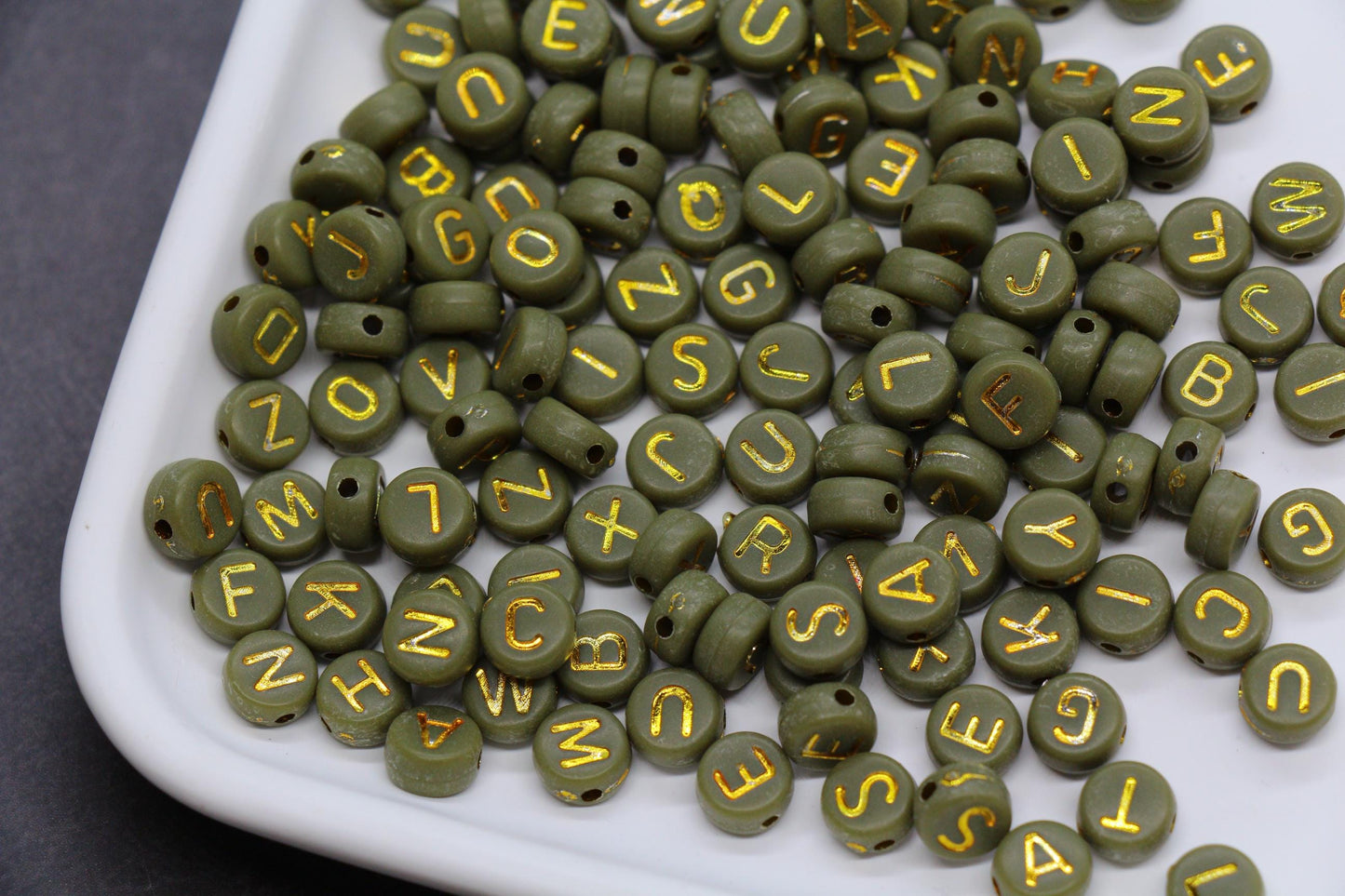 Mixed Gold Letter Beads, Round Plastic Alphabet Beads for Jewelry Making, Bright Colorful DIY Beads for Bracelets, Necklaces, Custom Names