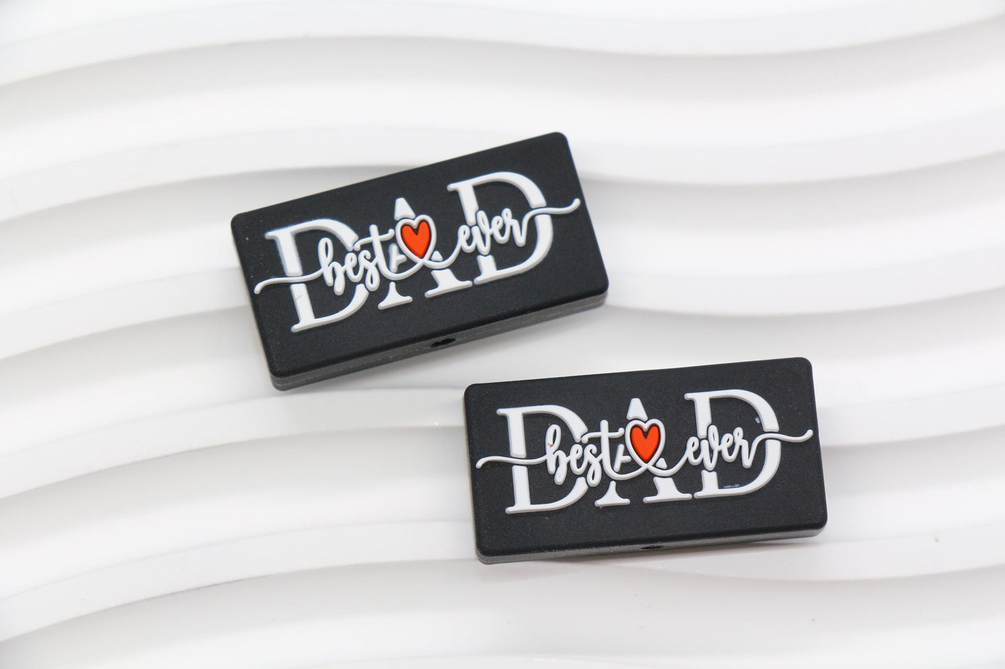 Best Mom & Dad Ever Silicone Focal Beads, Rectangular Letter Beads for Keychains, Bracelets, DIY Crafts, Gift for Mom, Dad