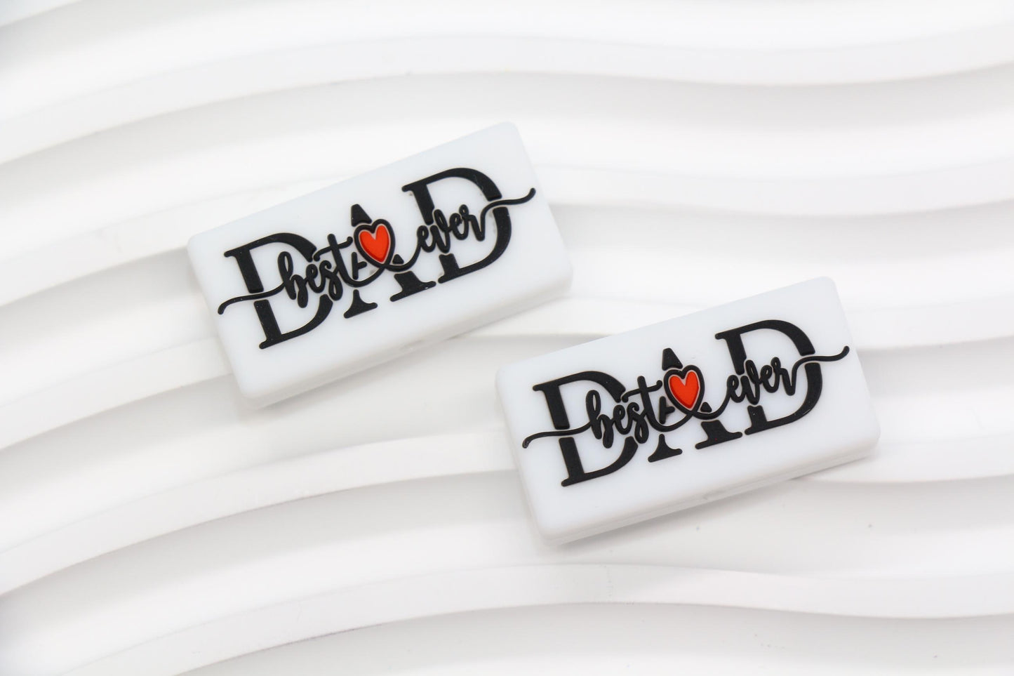 Best Mom & Dad Ever Silicone Focal Beads, Rectangular Letter Beads for Keychains, Bracelets, DIY Crafts, Gift for Mom, Dad