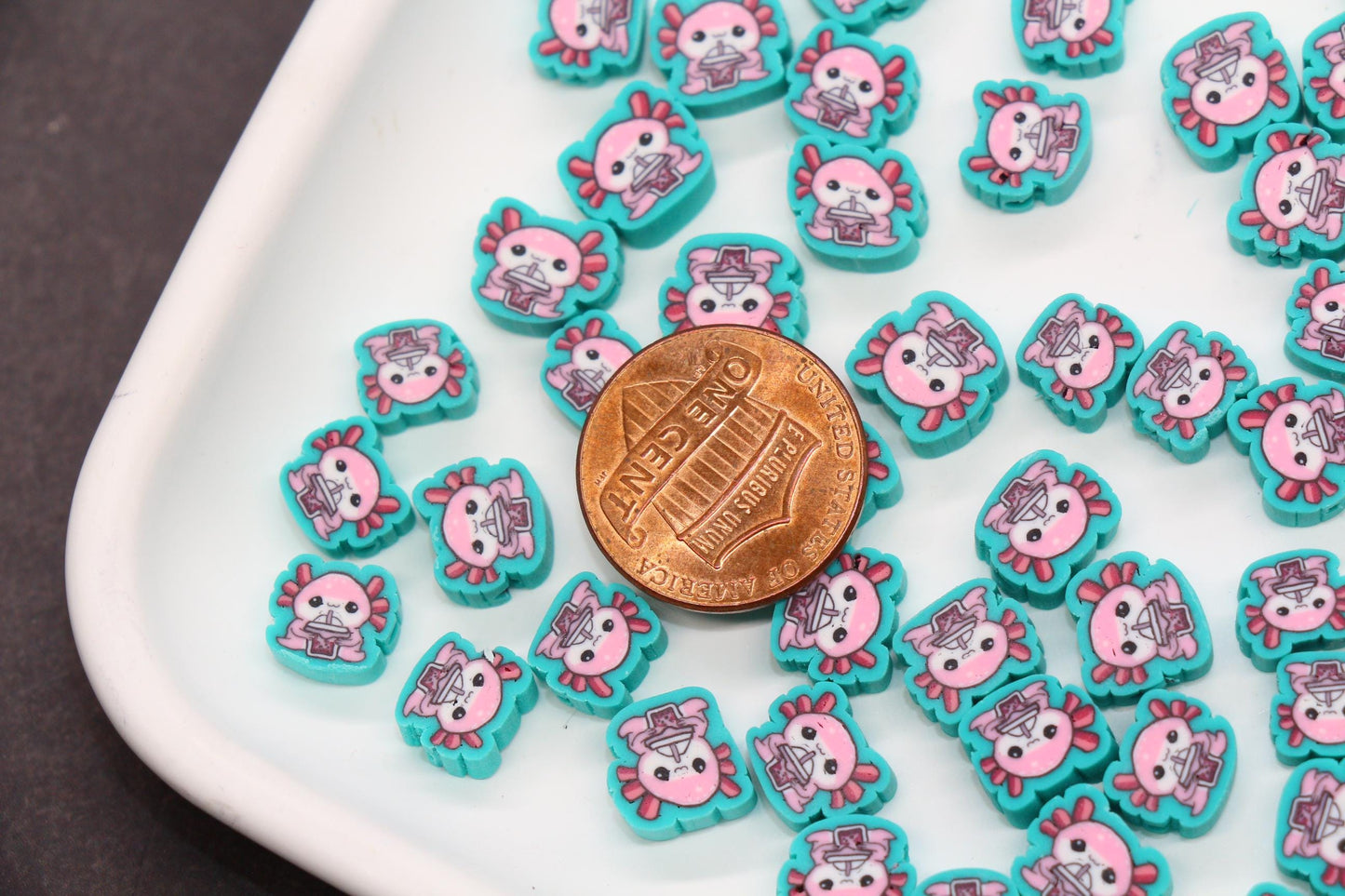 Axolotl Beads for Bracelets, Axolotl Polymer Clay Beads, Kawaii Animal Beads for Jewelry Making, Sea Creature Bead, DIY Craft Supplies #1019