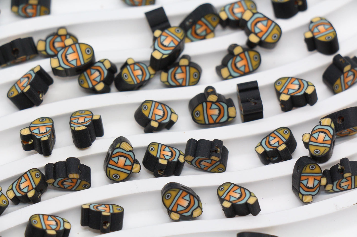 Clownfish Polymer Clay Beads, Ocean Animal Beads for Jewelry Making, Sea Life Beads for Bracelets, Fish Beads, Tropical Sea Creatures #1021