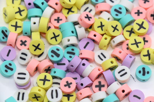 Pastel Math Symbol Polymer Clay Beads, Plus Minus Equal Beads Mix, Cute Kawaii Beads for Bracelets and Jewelry Making #1023