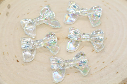 Iridescent Bow Beads, AB Rainbow Translucent Craft Beads #644