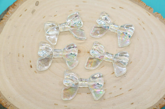Iridescent Bow Beads, AB Rainbow Translucent Craft Beads #644
