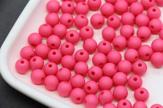 8mm matte bubblegum pink acrylic spacer beads for bracelets, keychains, necklaces, and colorful DIY jewelry making.