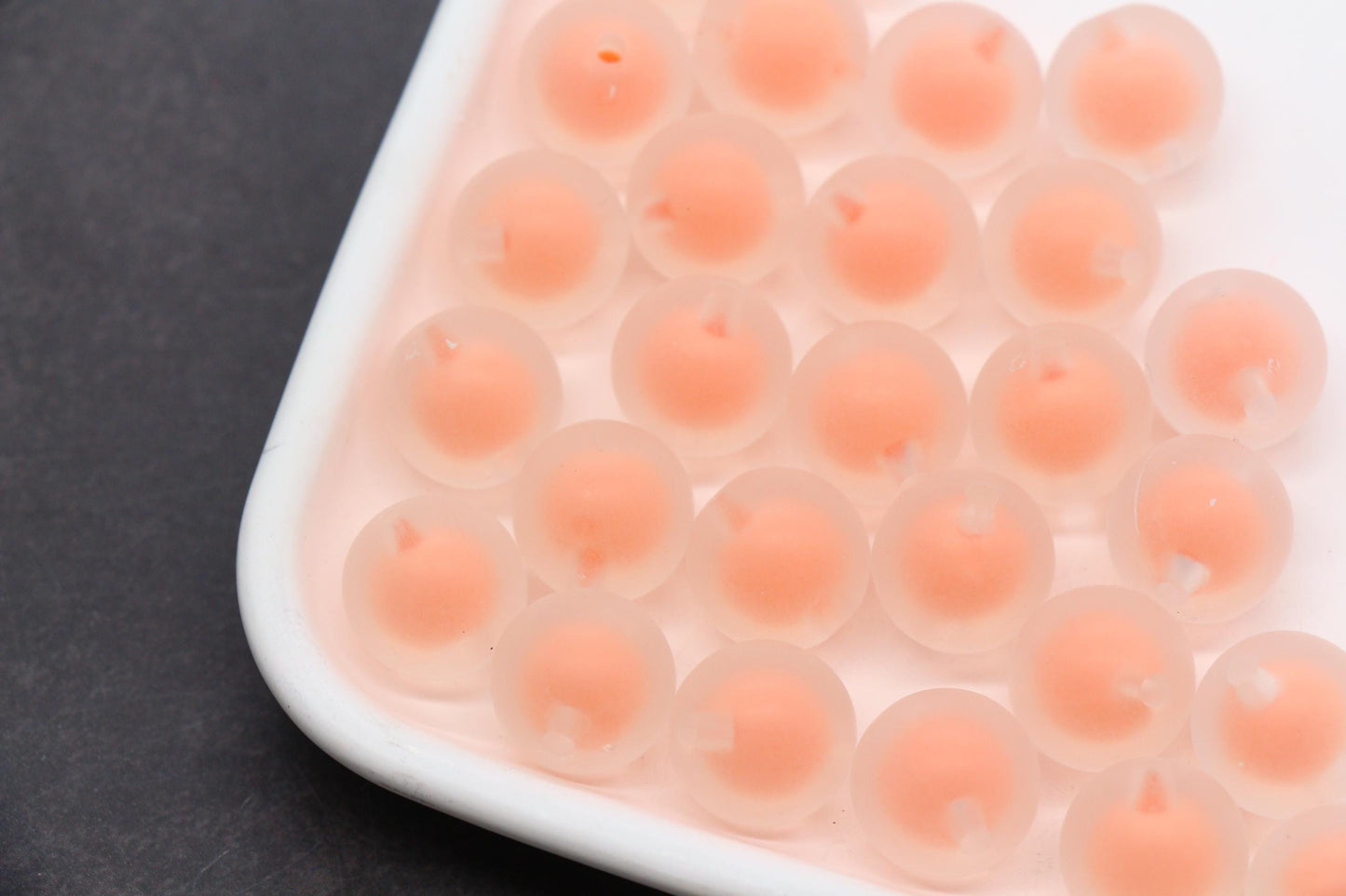 13mm Matte Peach Double Wall Acrylic Gumball Beads