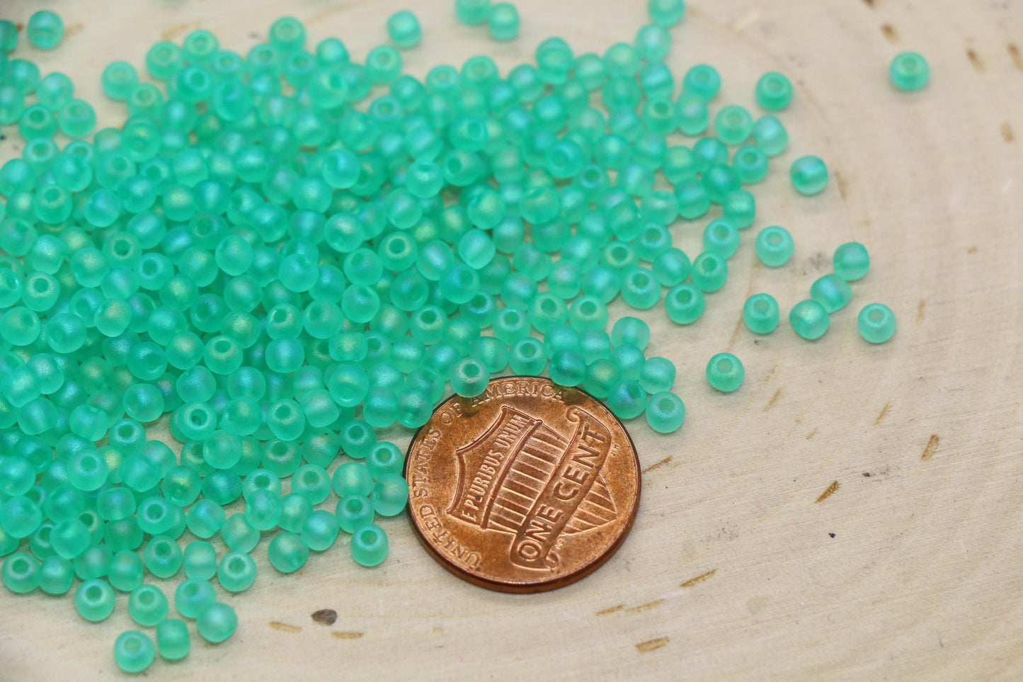 3mm matte iridescent green glass seed beads for bracelets