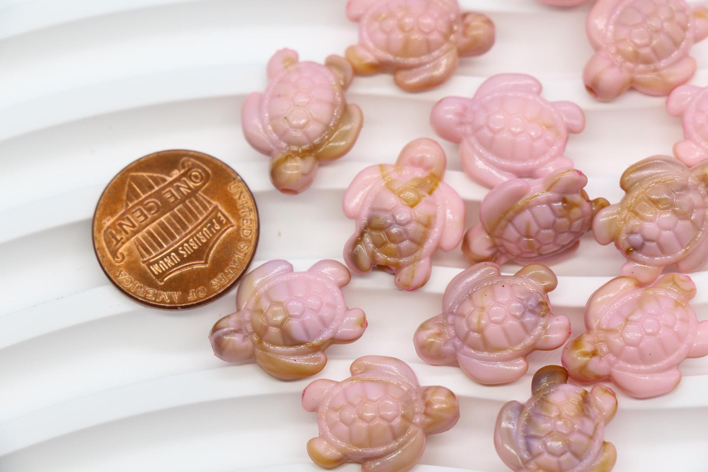 14mm Blush Pink Sea Turtle Beads, Ocean Animal Beads for Jewelry Making #3915