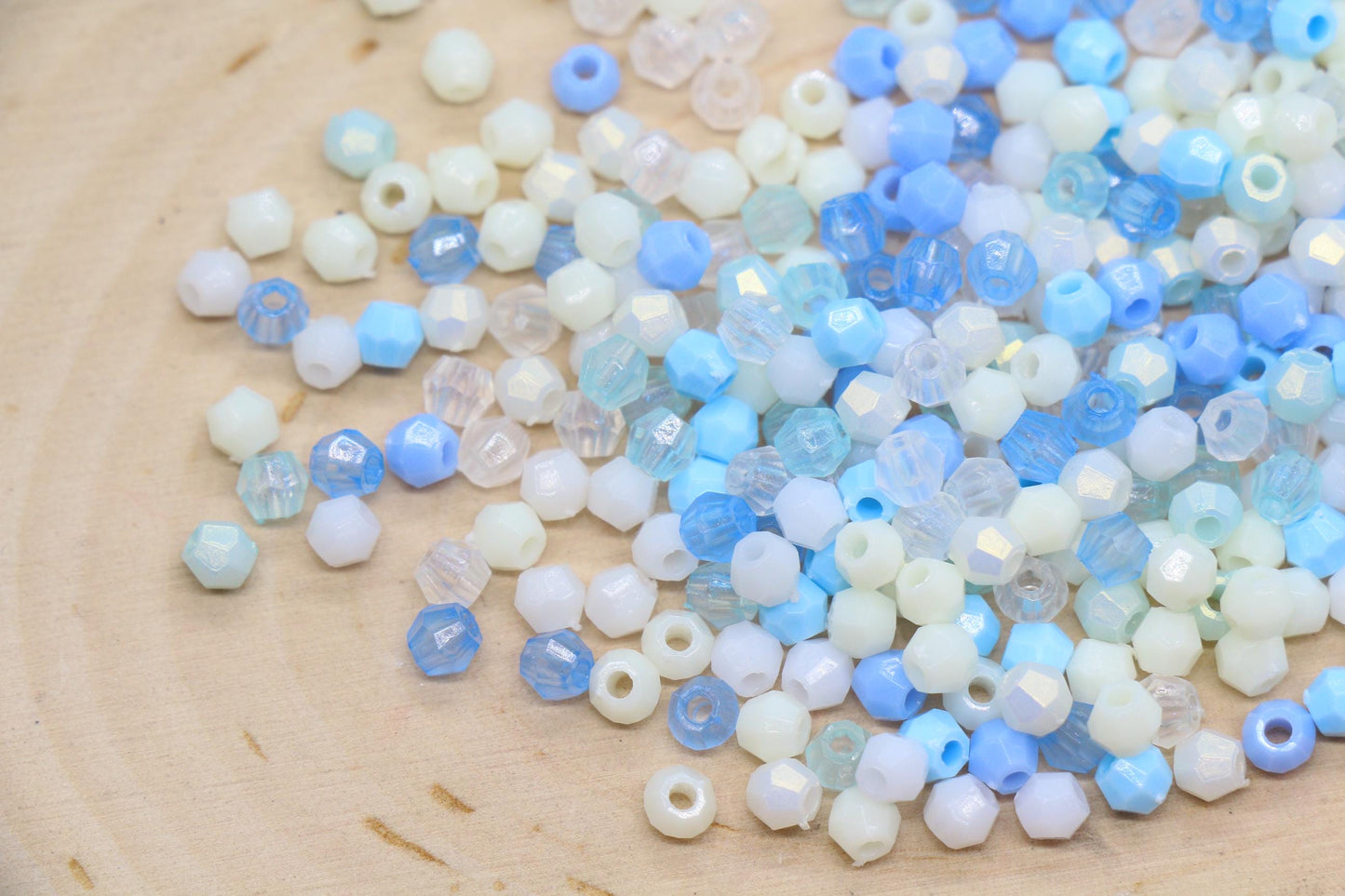 4mm Blue Pastel Mix Faceted Acrylic Beads