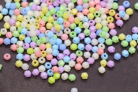 4mm Pastel Mix Faceted Beads, Acrylic Plastic Beads for Jewelry Making #3413