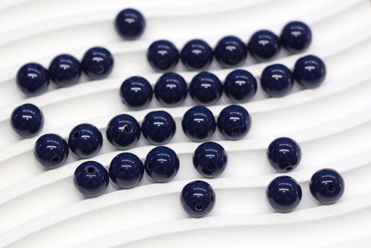10mm Navy Round Beads, Plastic Gumball Beads for Bracelets & DIY Jewelry