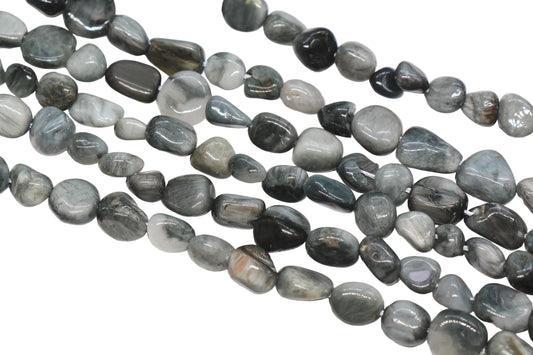Gray Eagle Eye Gemstone Nugget Beads