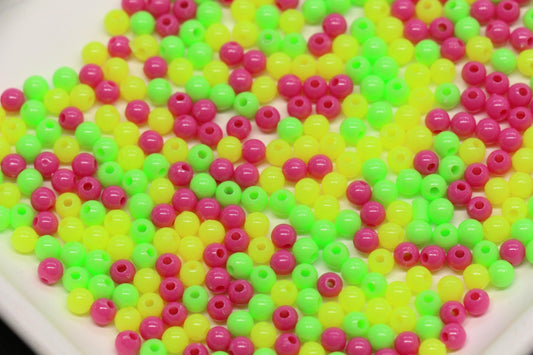 4mm Neon Mix Round Beads for Bracelets #3385