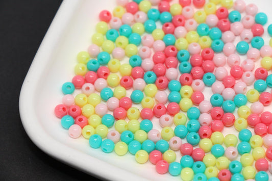 4mm Pastel Rainbow Mix Beads for Bracelets #3389