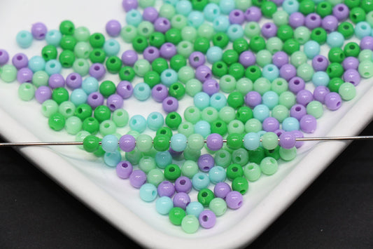 4mm Pastel Green Mix Beads for Bracelets #3381