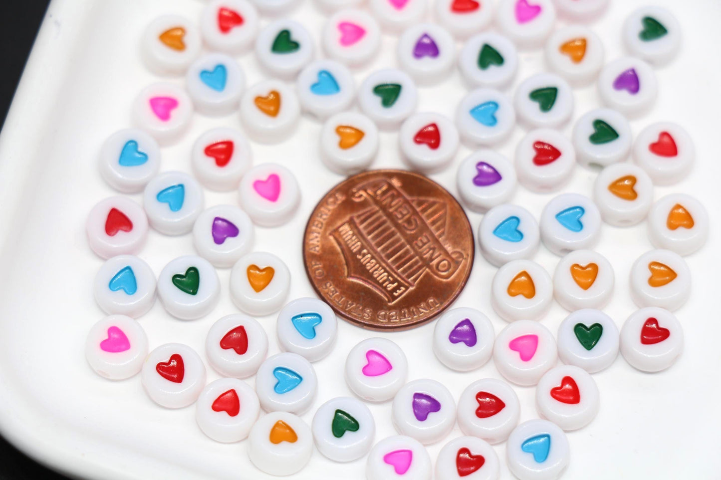 7mm Multicolor Heart Acrylic Symbol Beads #112