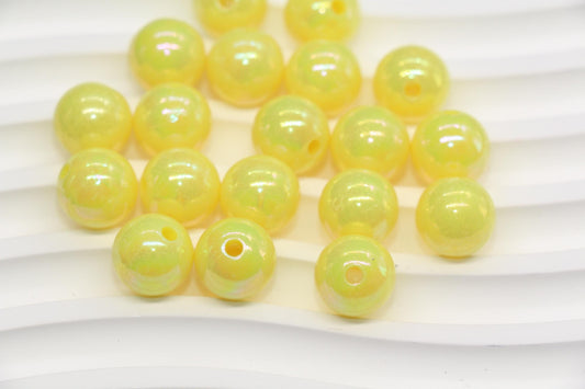 12mm Lemon Yellow AB Gumball Beads for Bracelets #469