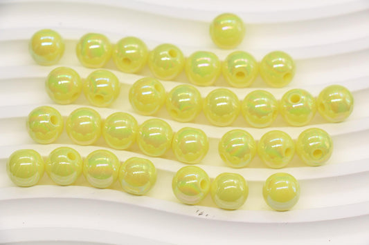 10mm Pastel Lemon AB Gumball Beads for Bracelets #3480