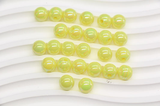 10mm Pastel Yellow AB Gumball Beads for Bracelets #462