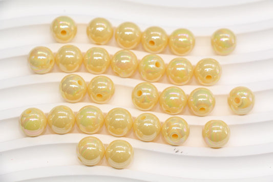 10mm Pale yellow AB Gumball Beads for Bracelets #3479